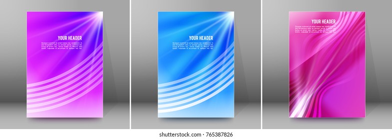 Design elements presentation template. Set vertical banners background, backdrop blur glow light effect. Vector illustration EPS 10 for web buttons template, business card layout, web site element