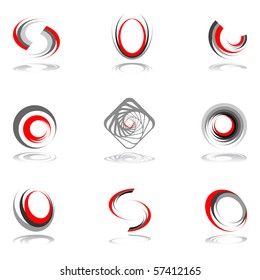Design elements in red-grey colors #2. Vector illustration.