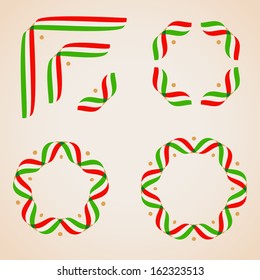 Design elements  with ribbons in italian flag colors. Vector illustration.