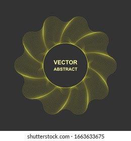 Design elements. Ring circle elegant frame border. Abstract Circular logo element on  dark background isolated.    Creative art. Background with swirl. Wave of many  lines circle ring. 