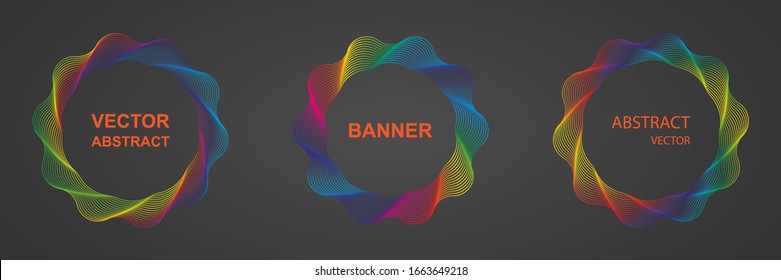 Design elements. Ring circle elegant frame border. Abstract Circular logo element  rainbow color.    Creative art. Background with swirl. Wave of many  lines circle ring