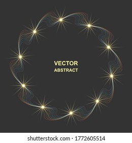 
   Design elements. Ring circle elegant frame border. Abstract Circular logo element on  dark background isolated.
   Creative art. Background with swirl. Wave of many  lines circle ring.         
  