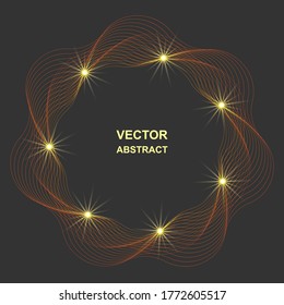 
   Design elements. Ring circle elegant frame border. Abstract Circular logo element on  dark background isolated.
   Creative art. Background with swirl. Wave of many  lines circle ring.         
  