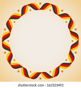 Design elements - round frame with ribbons in German flag colors. Vector illustration.