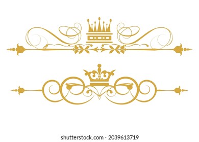 Design elements, royal, vector gold ornaments set.