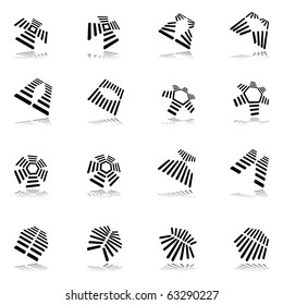 Design elements set. 16 abstract graphic icons. Vector art.