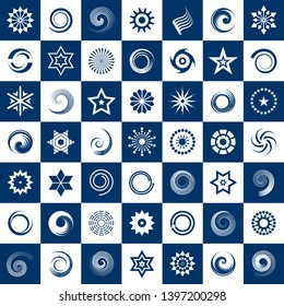 Design elements set. 49 abstract geometric icons Vector art.