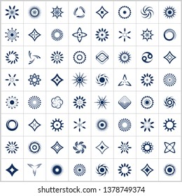 Design elements set. 64 abstract icons. Vector art.