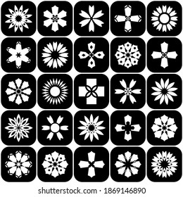 Design elements set. Abstract black and white icons. Vector art.