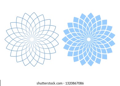 Design elements set. Abstract blue and white circle geometric patterns.  Vector art. 