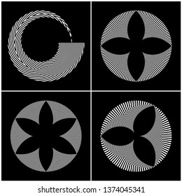 Conjunto de elementos de diseño. Resumen de iconos con rayas de círculo geométrico. Arte vectorial.