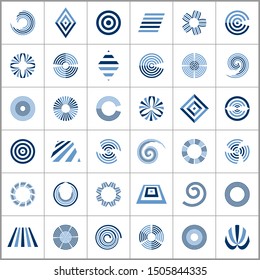 Design elements set. Abstract geometric blue icons. Vector art.