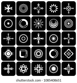 Design elements set. Abstract icons. Cross, circle and square shapes. Vector art.