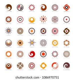 Design elements set. Abstract icons in warm colors. Vector art.