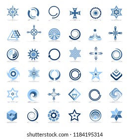 Design elements set. Abstract icons in blue colors. Vector art.