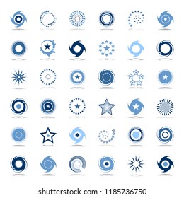 Design elements set. Abstract icons in blue colors. Vector art.