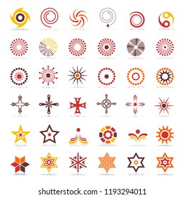 Design elements set. Abstract icons in warm colors. Vector art.