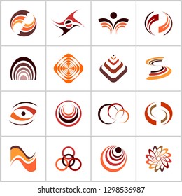 Design elements set. Abstract icons in warm colors. Vector art.
