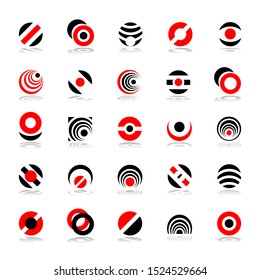 Design elements set. Abstract red and black icons. Vector art.
