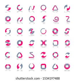 Design elements set. Abstract red and grey geometric icons. Vector art.
