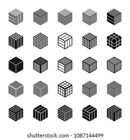 Design elements set. Cubic shape icons. Abstract hexagons. Vector art.