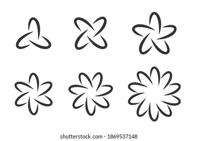 Design elements set. Geometric style flower and star. Vector template for identity company.