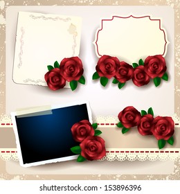 Design elements, set with roses. Vector