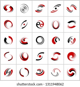 Design elements set. Rotation and spiral movement. Abstract icons. Vector art.