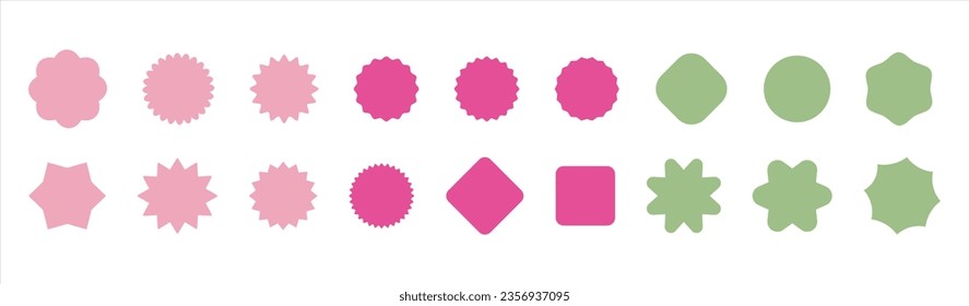 Design Elements Set - Sale Stickers, Price Tags, Starburst Badges, Quality Marks, Sunburst Accents, and Retro Stars. Modern Swiss Style Figures, Stars, Flowers, and Circles