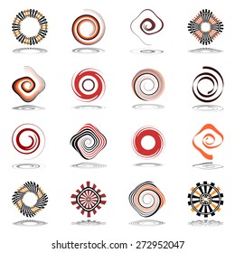 Design elements set. Spiral and rotation abstract icons. Vector art.