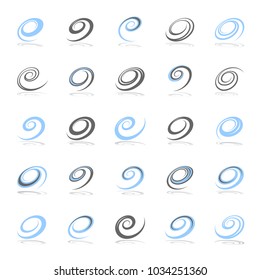 Design elements set. Spiral shapes. Abstract icons. 
