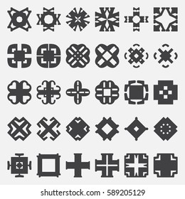 Design elements set. Vector illustration. Tribal cross symbols. Celtic motif retro decorative parts.