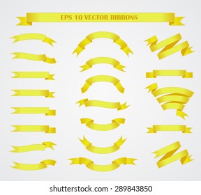 Design elements. Set of Yellow vector ribbons or banners. PS 10