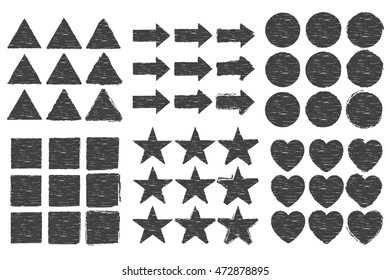 Design elements shapes icon set. grunge texture vector illustration. distressed backgrounds