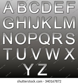 Design elements - silver 3D font. Set. Vector illustration EPS10.