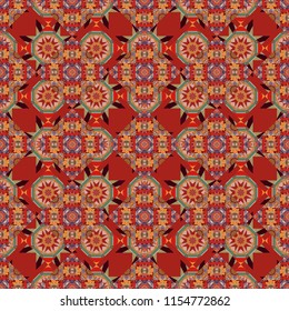 Design elements. Sketch in blue, gray and orange colors. Abstract mosaic vector background. Geometric seamless pattern.