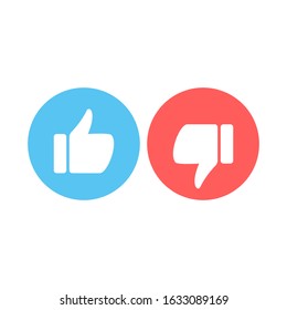 Design Elements for smm, ad, marketing. Like and dislike icons. Thumbs up and thumbs down circle emblems vector flat Icons.