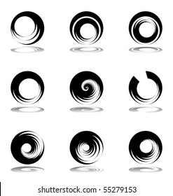 Design elements with spiral motion. Vector set.