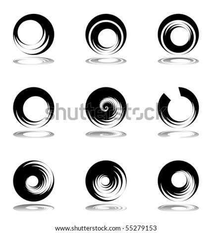 Design elements with spiral motion. Vector set.