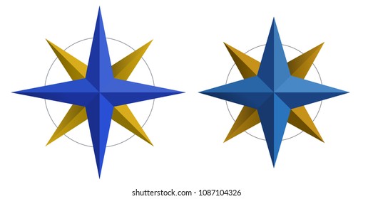 Design elements. Star logo color compass icon rose arrow with shade in origami style. Vector illustration EPS 10. Gorgeous graphic 3d effect for your advertising presentations, cover book, map sign
