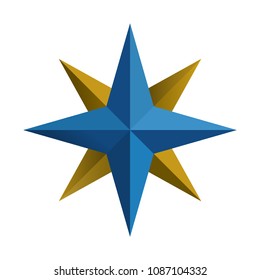Design elements. Star logo color compass icon rose arrow with shade in origami style. Vector illustration EPS 10. Gorgeous graphic 3d effect for your advertising presentations, cover book, map sign
