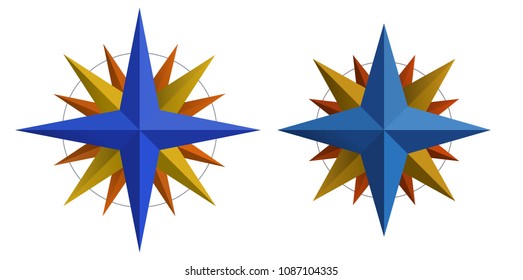 Design elements. Star logo color compass icon rose arrow with shade in origami style. Vector illustration EPS 10. Gorgeous graphic 3d effect for your advertising presentations, cover book, map sign
