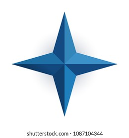 Design elements. Star logo color compass icon rose arrow with shade in origami style. Vector illustration EPS 10. Gorgeous graphic 3d effect for your advertising presentations, cover book, map sign