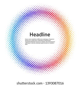 Design elements symbol Editable color halftone frame dot circle pattern on white background. Vector illustration eps 10 frame with black random dots. Round border Icon using halftone circle dots textu