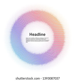 Design elements symbol Editable color halftone frame dot circle pattern on white background. Vector illustration eps 10 frame with black random dots. Round border Icon using halftone circle dots textu