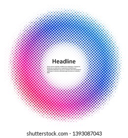 Design elements symbol Editable color halftone frame dot circle pattern on white background. Vector illustration eps 10 frame with black random dots. Round border Icon using halftone circle dots textu