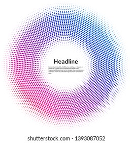 Design elements symbol Editable color halftone frame dot circle pattern on white background. Vector illustration eps 10 frame with black random dots. Round border Icon using halftone circle dots textu