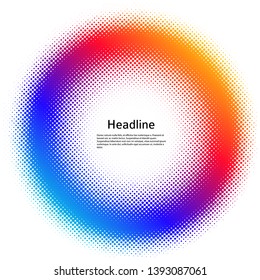 Design elements symbol Editable color halftone frame dot circle pattern on white background. Vector illustration eps 10 frame with black random dots. Round border Icon using halftone circle dots textu