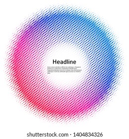 Design elements symbol Editable color halftone frame dot circle pattern on white background. Vector illustration eps 10 frame with black random dots. Round border Icon using halftone circle dots 