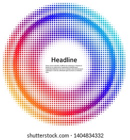 Design elements symbol Editable color halftone frame dot circle pattern on white background. Vector illustration eps 10 frame with black random dots. Round border Icon using halftone circle dots 